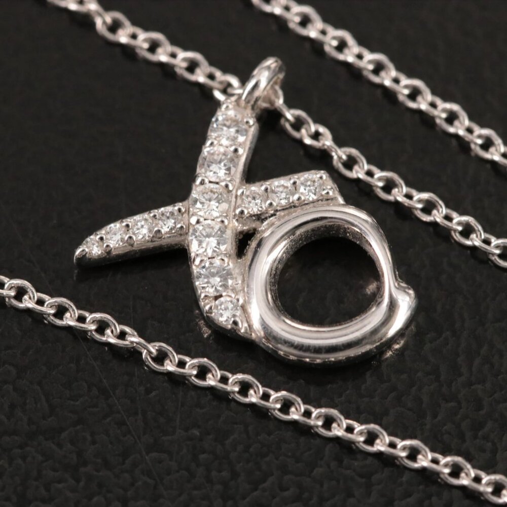 Tiffany & Co. 18K White Gold Diamond XO Pendant Necklace - Picture 4 of 10